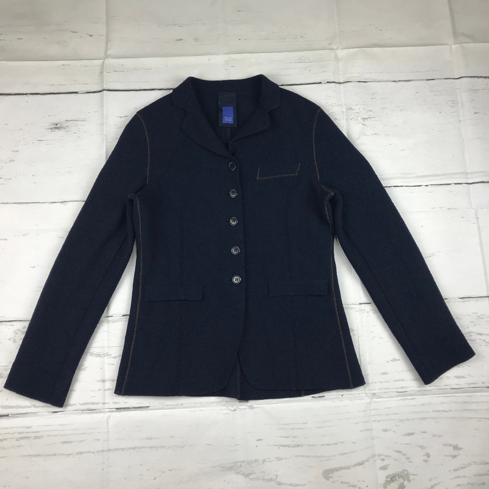 PHILO by Mangolini Confezioni 42/6 blue wool long sleeve button blazer jacket